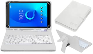 Buy Acm Usb Keyboard Case For Alcatel 1t 10 Tablet Cover Stand White Online At Low Prices In India Paytmmall Com