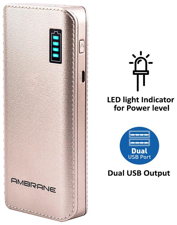 

Ambrane P-1133 12500 mAh Power Bank - Gold