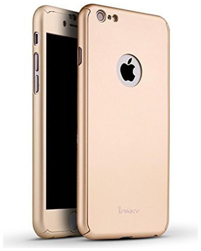 

Apple iphone 7 360 Degree Full Body Protection Front Back Case Cover (iPaky Style) With Tempered Glass For Apple iphone 7 Gold