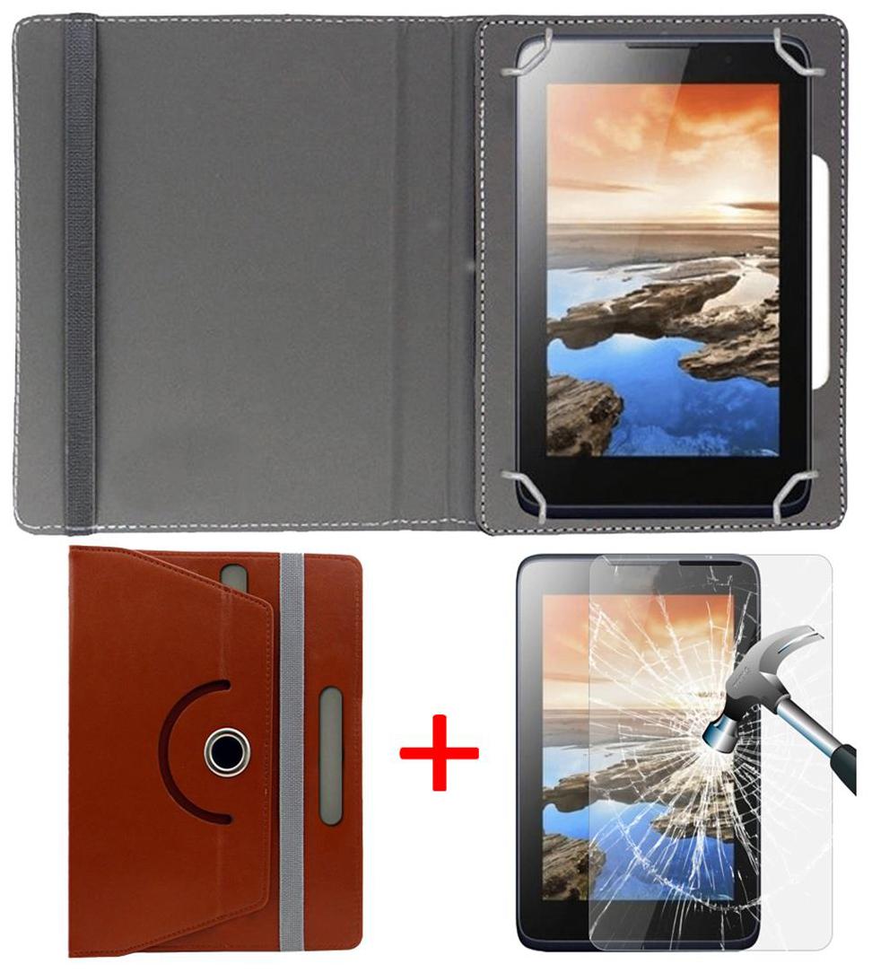 Asus Google Nexus 7 2013 Book Cover + Free Tempered Glass by Hello Zone Brown