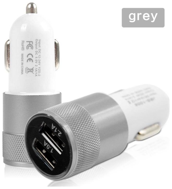 

Azania Car Charger Dual USB Port 2 1A USB Charging Adapter Mini Fast Charger Grey