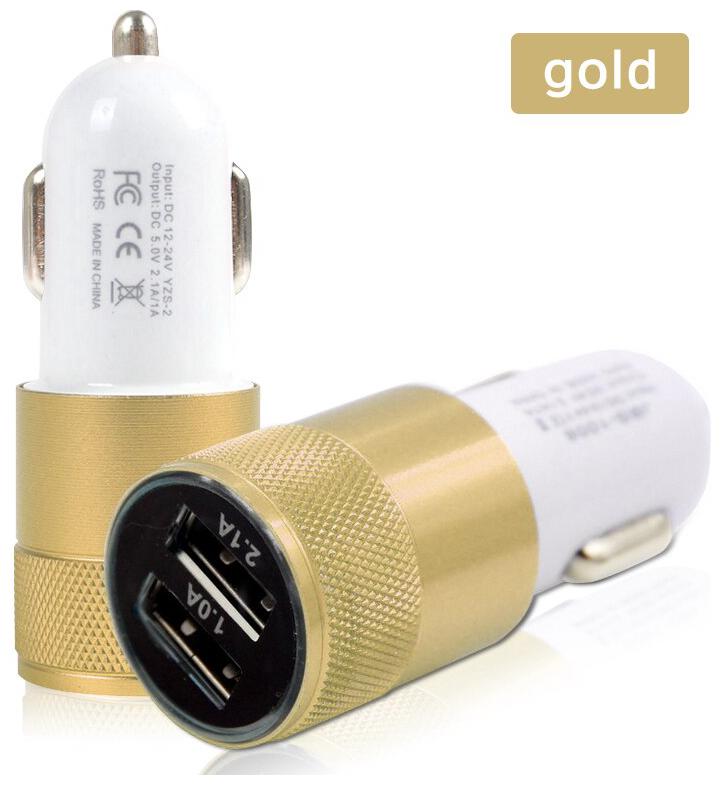 

Azania Car Charger Dual USB Port 2 1A USB Charging Adapter Mini Fast Charger Gold
