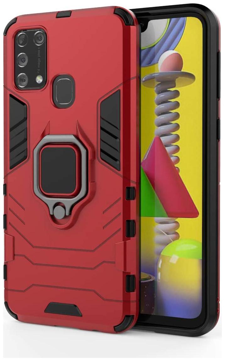 

Backlund Samsung Galaxy M31 Samsung F41 Hybrid Heavy Duty Shockproof Armor Dual Layer Protection Defender Back Case Cover for Samsung Galaxy F41 Samsung M31 with Car mountand Ring Kickstand (Red)