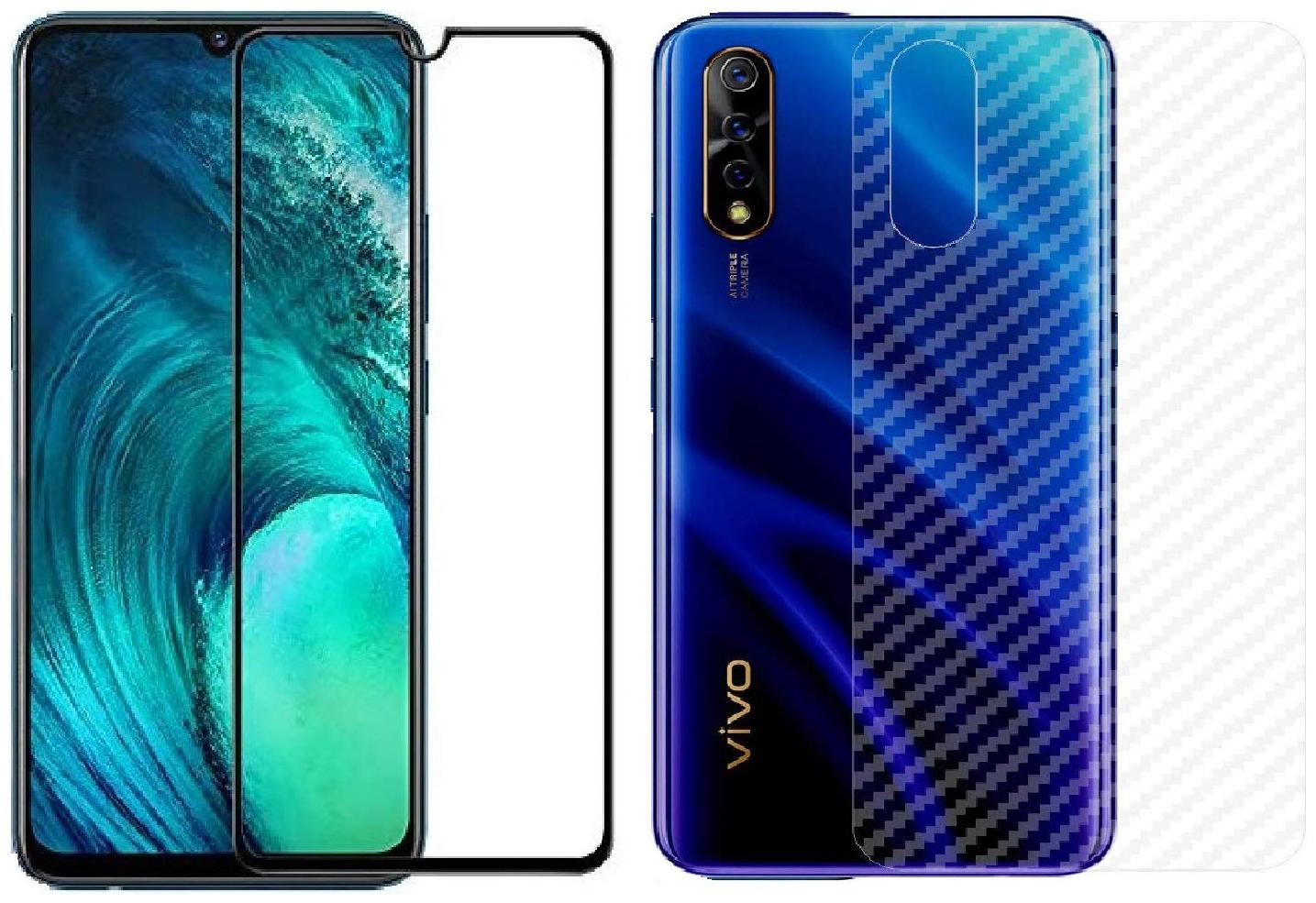

Backlund VIVO S1 VIVO Z1X Back Screen Protective Film Carbon Fiber Skin Transparent Screen Guard Sticker 5D 6D 11D Black Premium Tempered Glass Screen Protector
