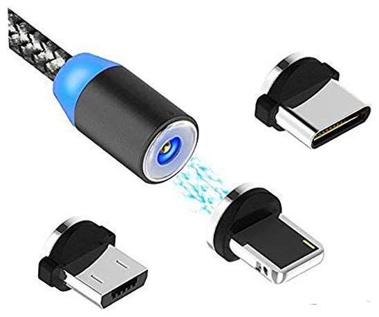 

BAIXO 3in1 Magnetic Charging 3 in 1 (Lightning Micro USB Type-C) Cable ( 1 m Black )