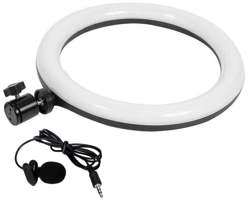

Big Selfie Ring Fill LED Light With Mini Clip Collar Microphone with 3 5 mm Jack for All Devices