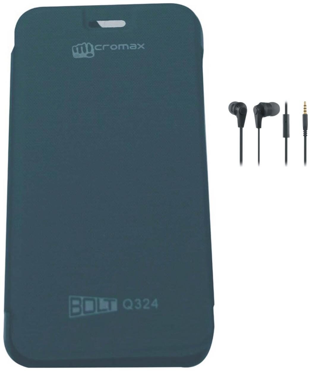 BKDT Marketing Flip Cover For Micromax Bolt Q324 Black With Hands Free