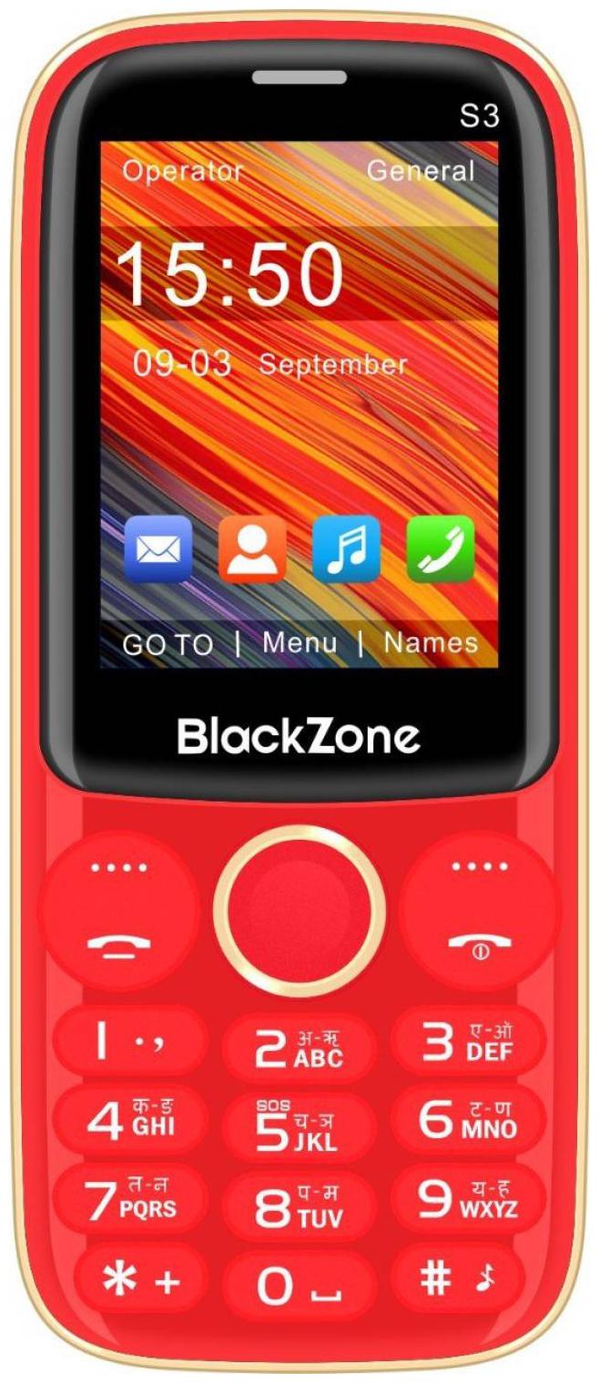 

BlackZone S3 2 4 Display Features phone (RED)