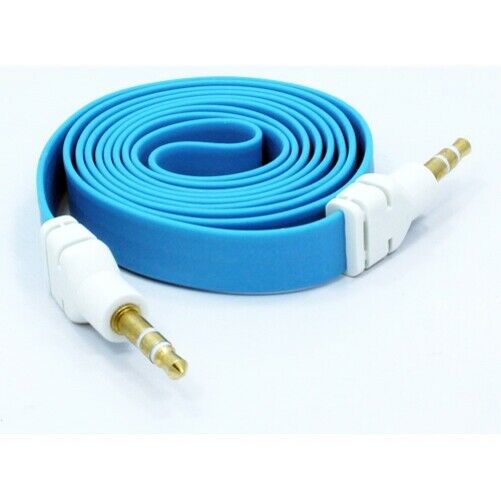 

Blue Flat Aux Cable Car Stereo Wire Audio Speaker Cord 3 5mm for Smartphones