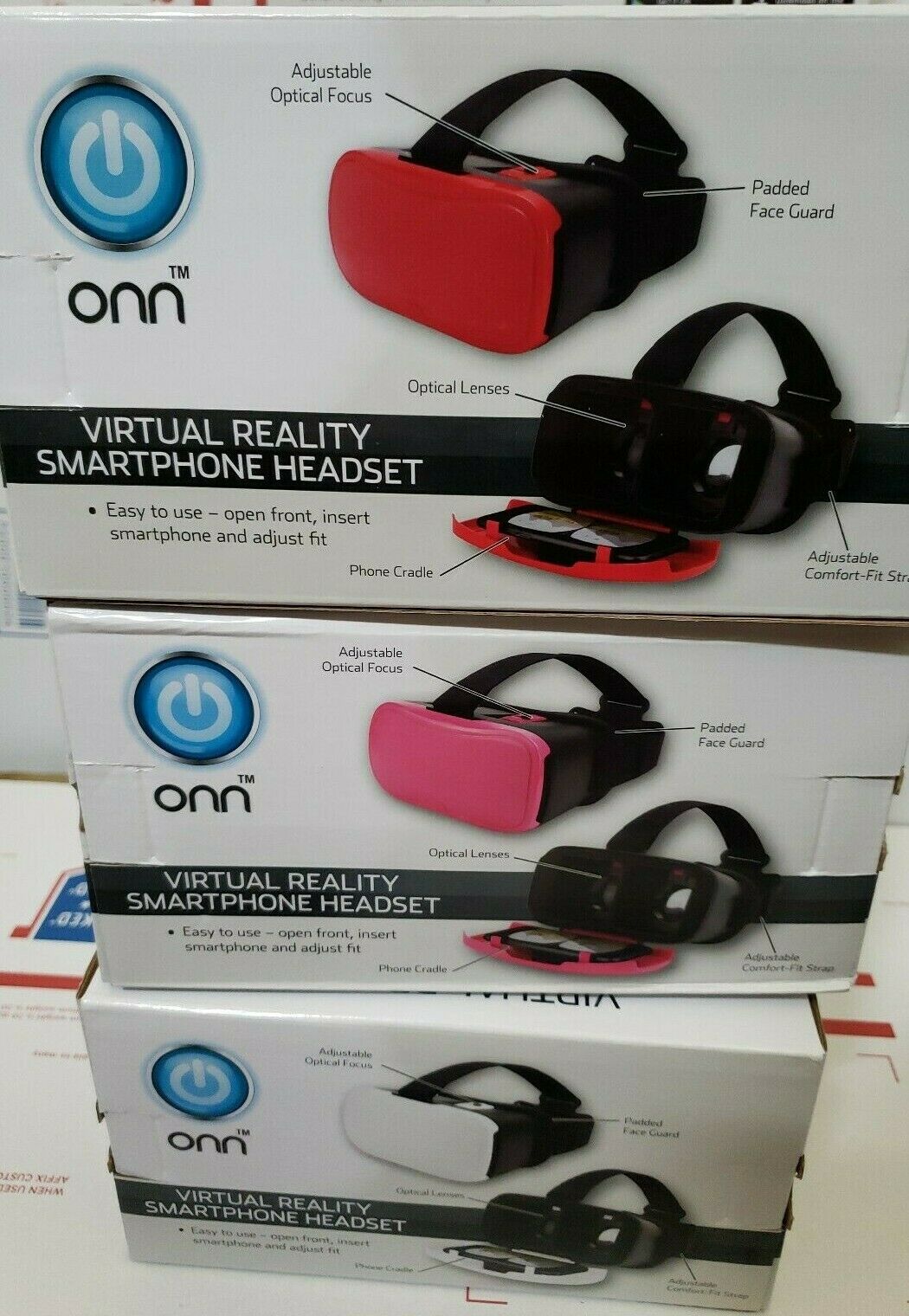 

Brand New Onn Virtual Reality Smartphone Headset Red White or Pink