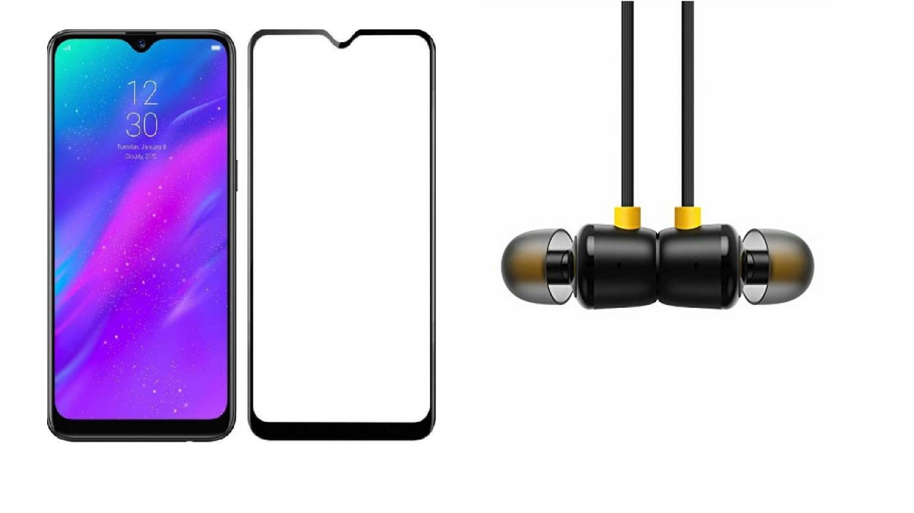 

Britney World Tempered Glass with Wired Earphone For Realme 3