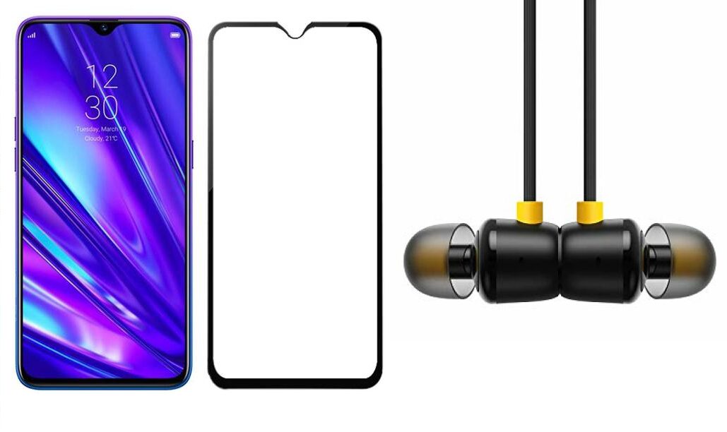 

Britney World Tempered Glass with Wired Earphone For Realme C11