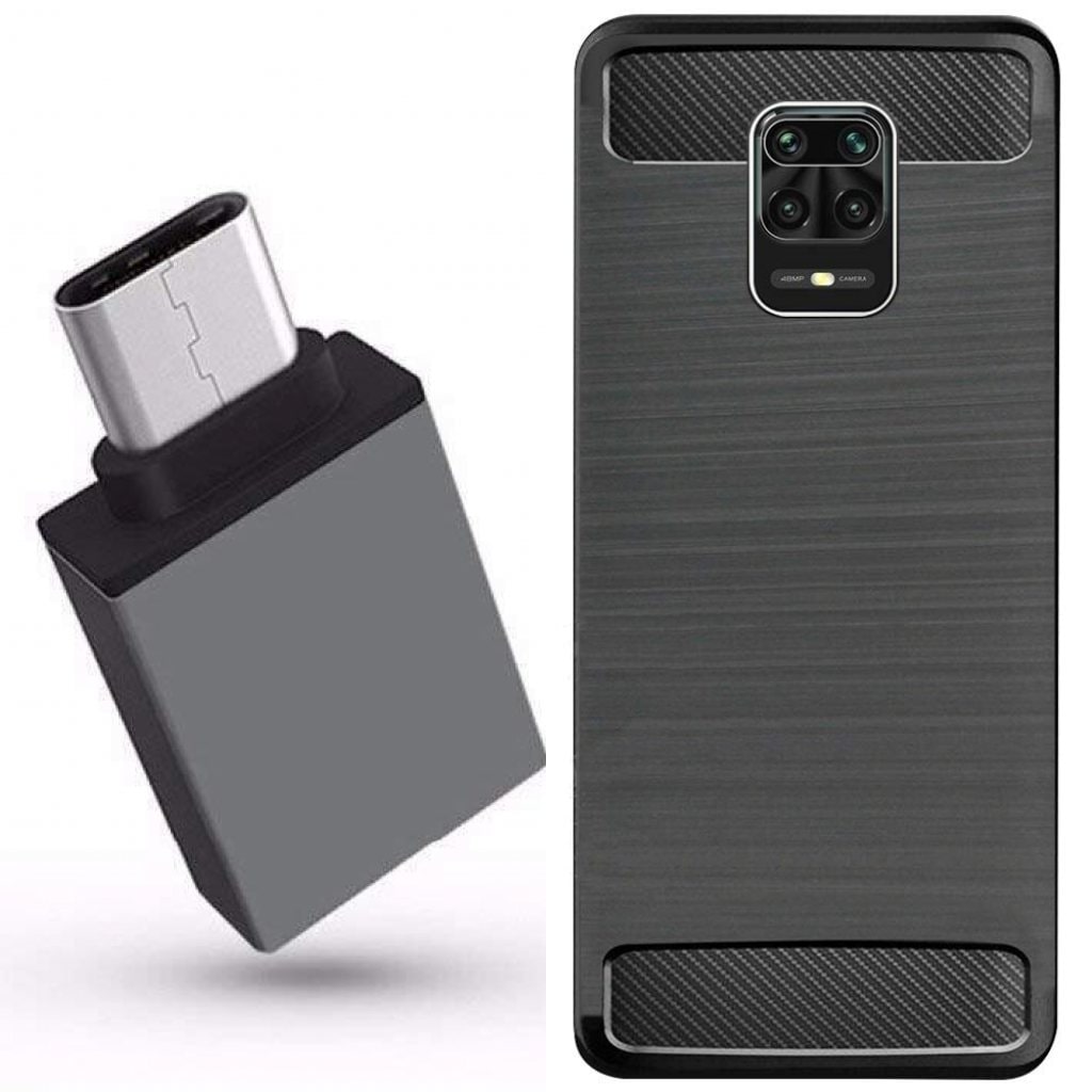 

C C Mi Note 9 Pro Max Protective Back Cover With Type C OTG Black