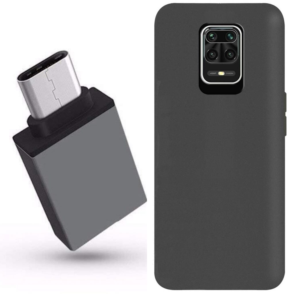 

C C Mi Redmi Note 9 Pro Protective Back Cover With Type C OTG Black