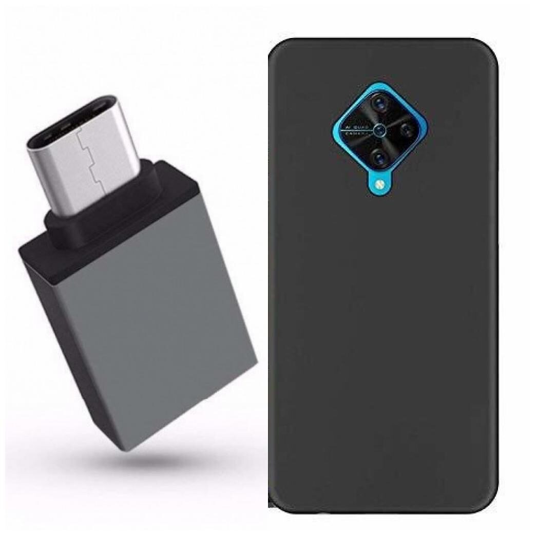 

C C Vivo S1 Pro Premium Qaulity Back Cover With Type C OTG (Black)