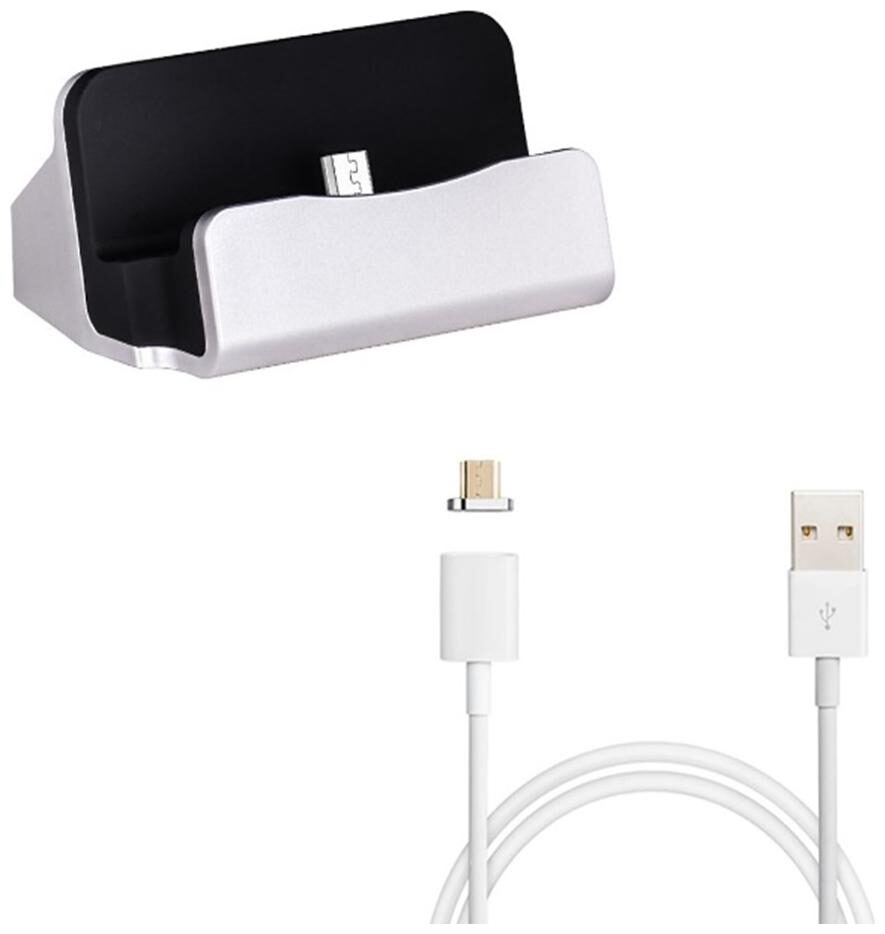 

Captcha Micro USB Dock Charger Cradle Docking Station for Charge and Sync Data With Metal Magnetic 8 Pin Lightning Cable for iPhone
