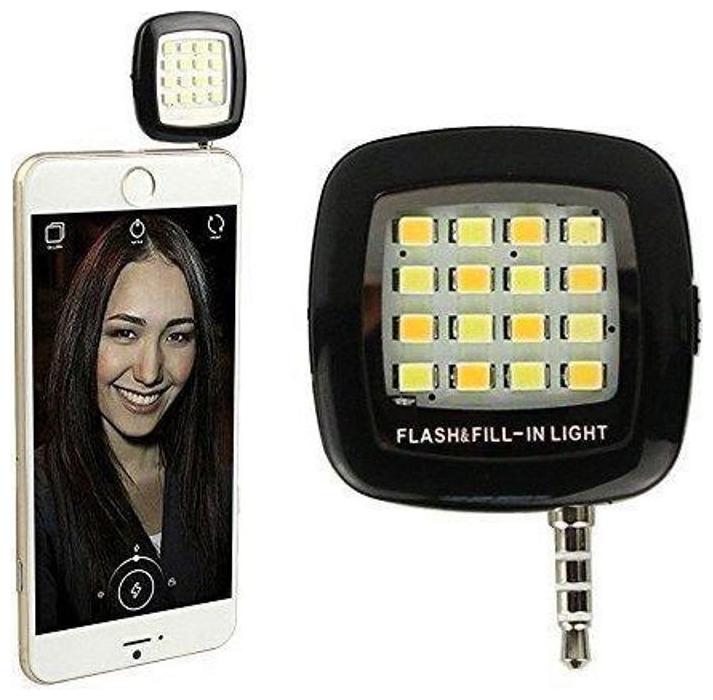 casemantra 16 led selfie Selfie Flash Light White :: 3.5mm pin jack 16 LED flash light Selfie Stick