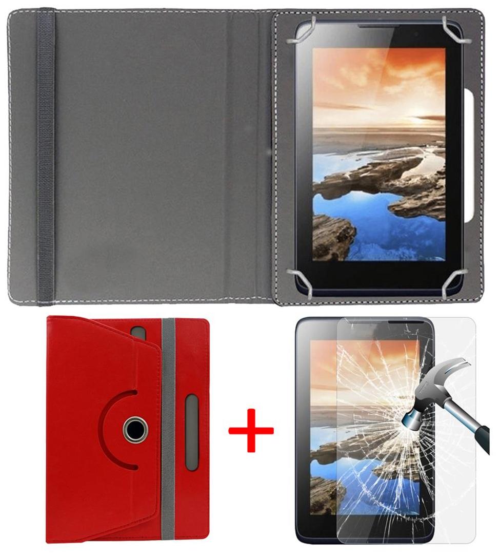Champion Wtab 705 2G Book Cover + Free Tempered Glass by Hello Zone Red