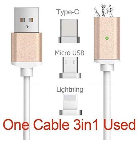 

TSV Data Charging 3 in 1 (Lightning Micro USB Type-C) Cable ( 1 m Multi )