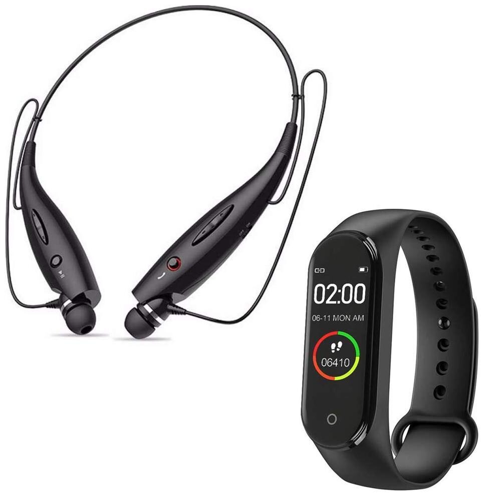 

CHG HBS-730 Neckband Bluetooth Wireless Earphone with M4 Smart Bracelet Band Wristband Label Portable Multifunctional Smart Wristband-01