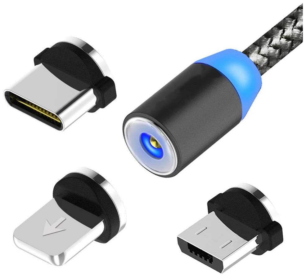 

CHG Magnetic Charging 3 in 1 (Lightning Micro USB Type-C) Cable ( 1 m Black )