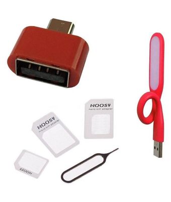 

PMaxxs Combo of 3 - Micro USB OTG Adapter USB LED Lamp SIM Card Adapter Noisy