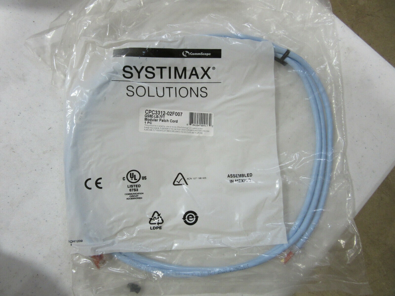 

CommScope CPC3312-02F007 Module Patch Cord GS8E-LB-7FT NEW