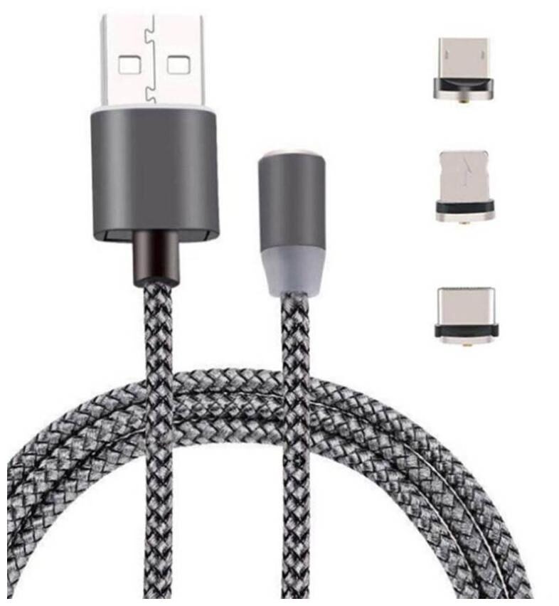 

Cos theta 3-in-1 Magnetic Lighting USB Charging and Data Transmission Cable Type C Micro USB 8 Pin Lightning Nylon Braided Sync Cord with High Speed