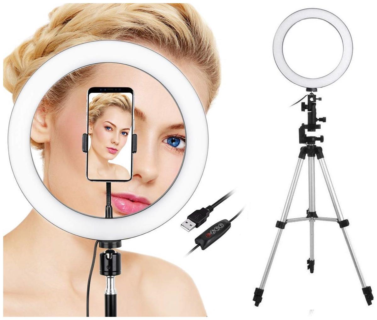 

Crystal Digital Big LED Selfie Ring Light with 3110 Tripod for Camera Smartphone to Capture Photo and Video with 3 Mode Light