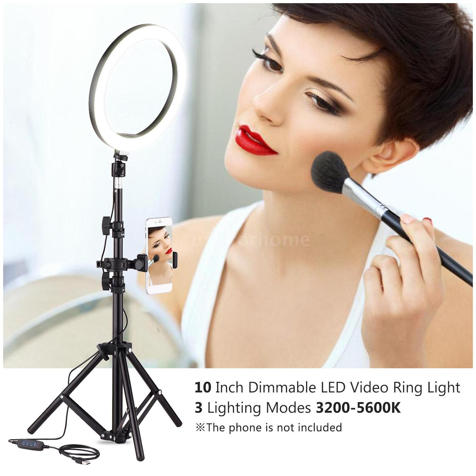 

Crystal Digital 10inch Ring Fill Selfie Led Light Studio Camera Ring Light Photo Phone Video Light Lamp with Tripods Stand (Black)