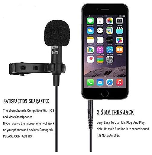 

Crystal Digital Collar Mic for iPhone Android Smartphones Recording Video Conference Studio Interview Youtube Podcast Voice Dictation 3 5mm Lapel Mic