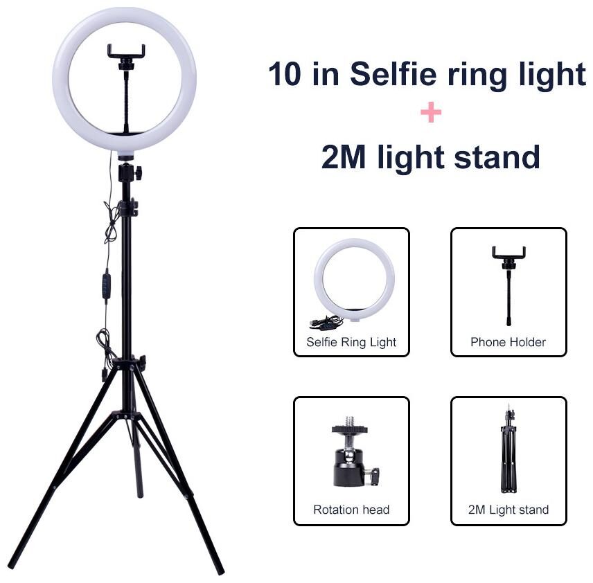 

Crystal Digital Big Led 10 Inch Camera Light With Light Weight Tripod stand