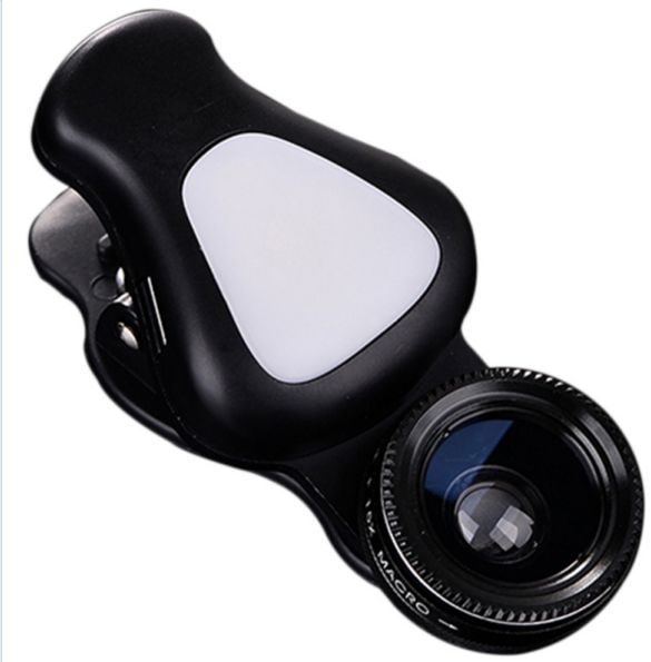 

Crystal Digital ZM-028 Universal 2 in 1 Fish Eye Smartphone Camera Lens Wide Angle Macro Flashlight Lens