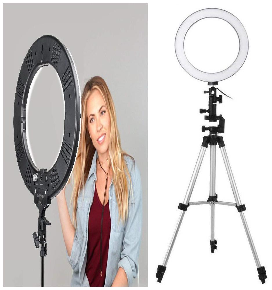 

Crystal Digital LED Ring Light with 3110 Tripod Phone Holder for Live Streaming Tik Tok YouTube Video Dimmable Desk Makeup Ring Light