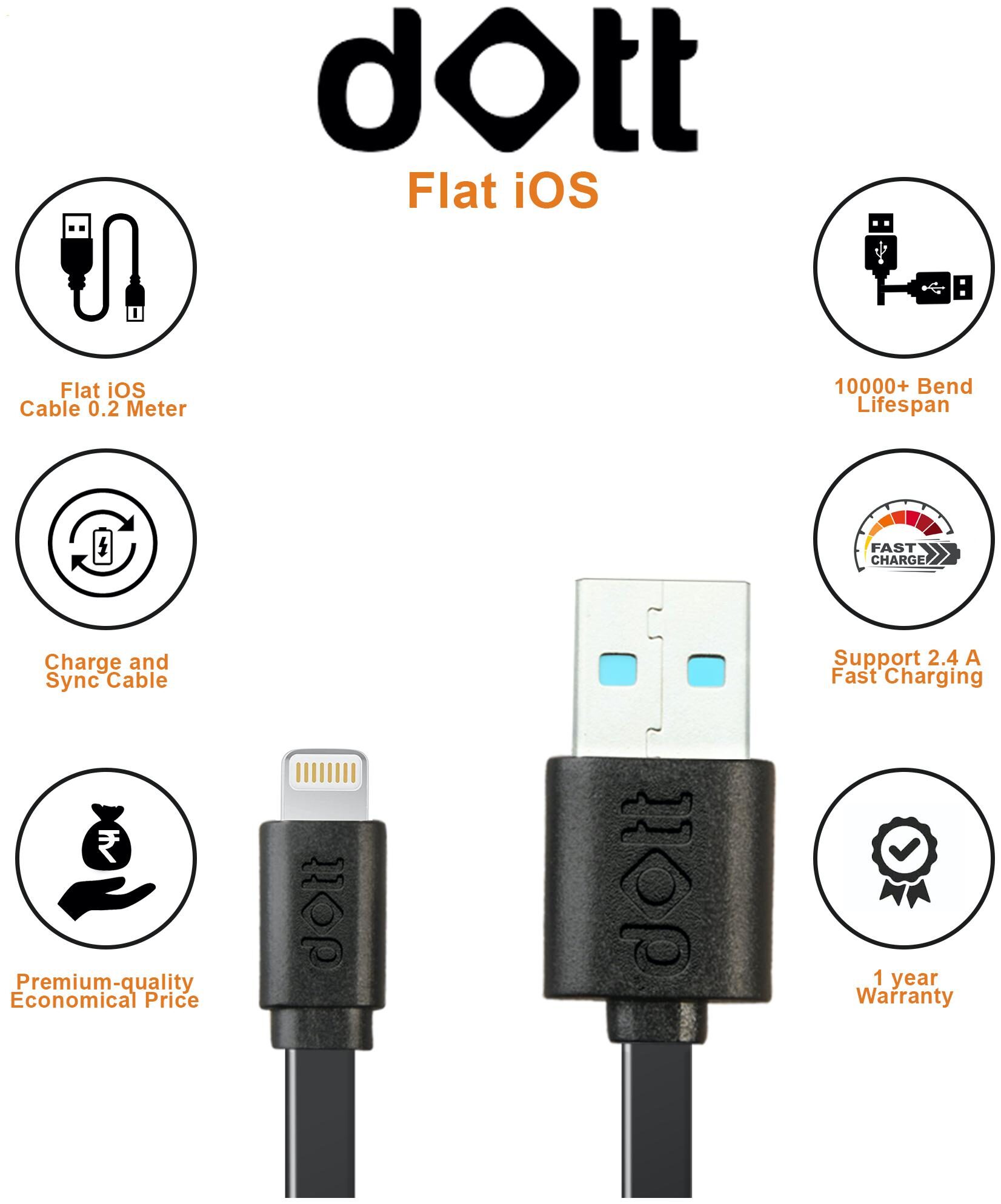 

dott Data Charging 8 Pin (Lightning) Cable ( 0 2 m Black )