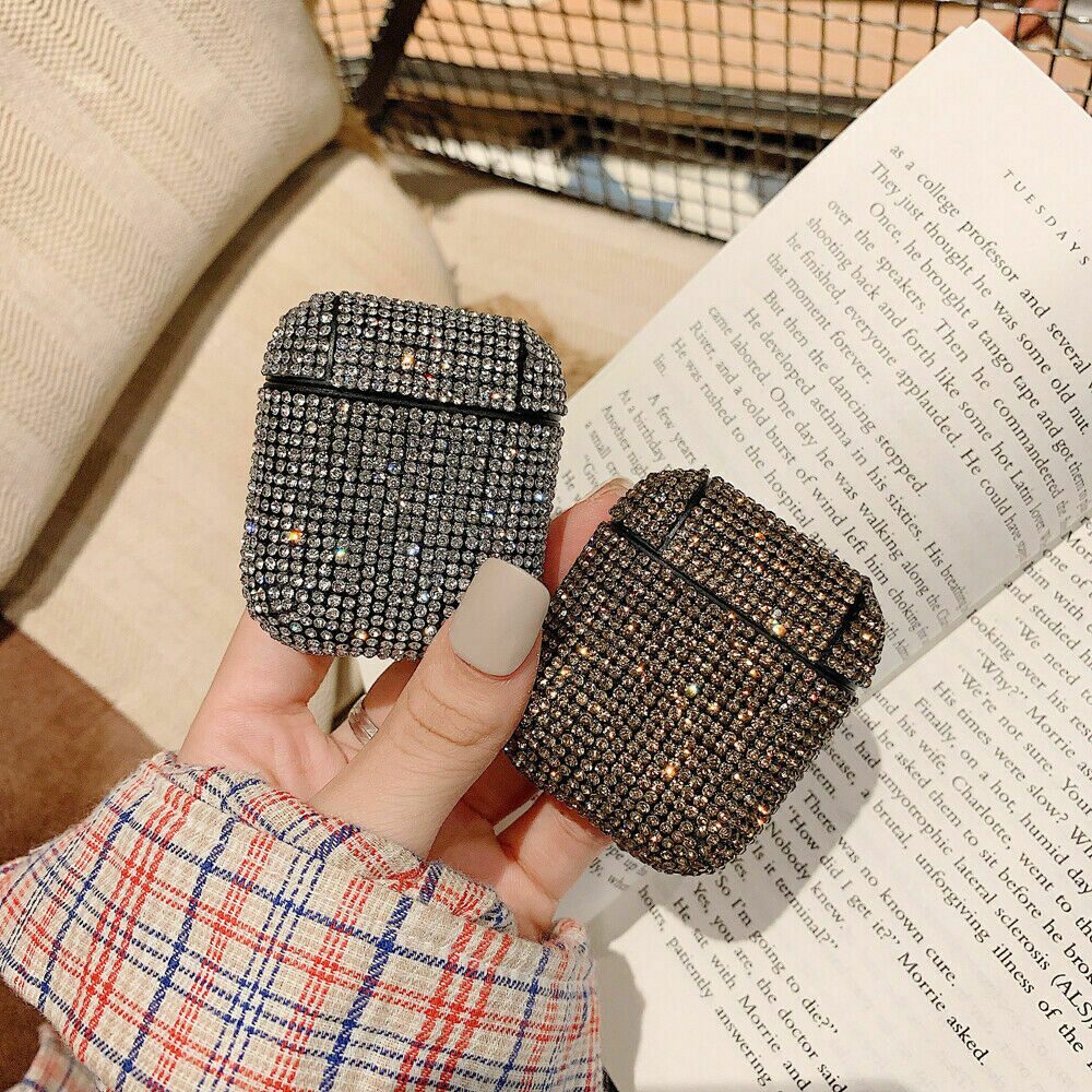 

Dual Pack (2) Apple AirPods Charging Case Bling Diamond Rhinestone Skin Cover