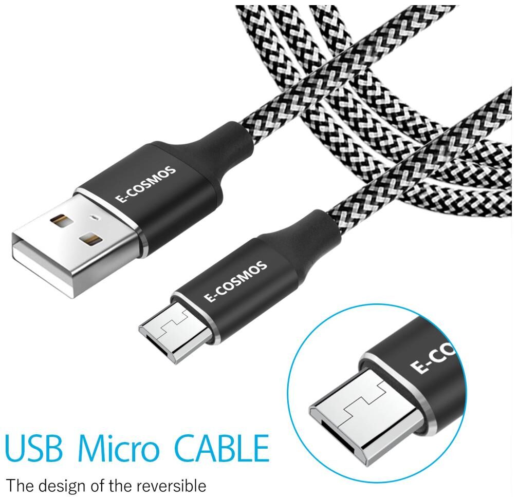 

E-Cosmos Data Charging Micro USB Cable ( Above 2m Black White )
