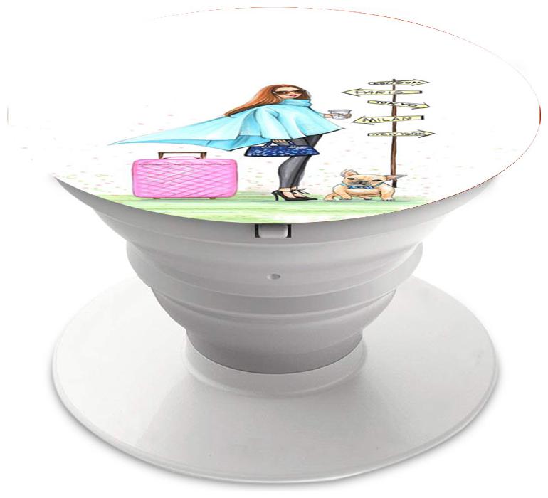 

Emble Designer Pop Socket Lady With Bag Case