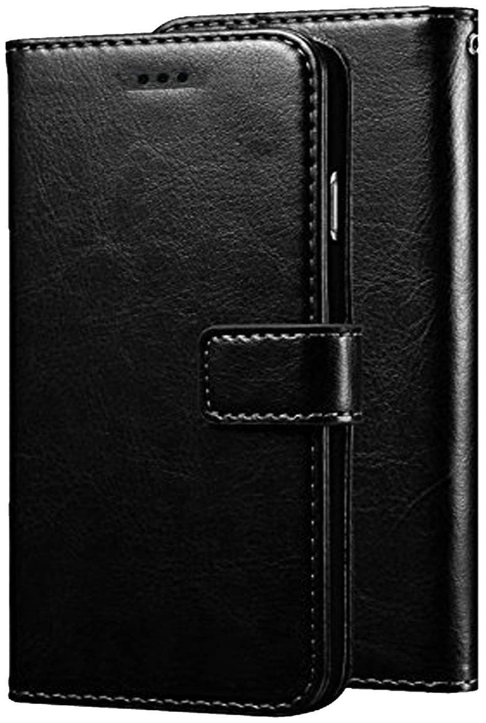 

Emble Leather Flip Cover For Vivo Y19 ( Black )