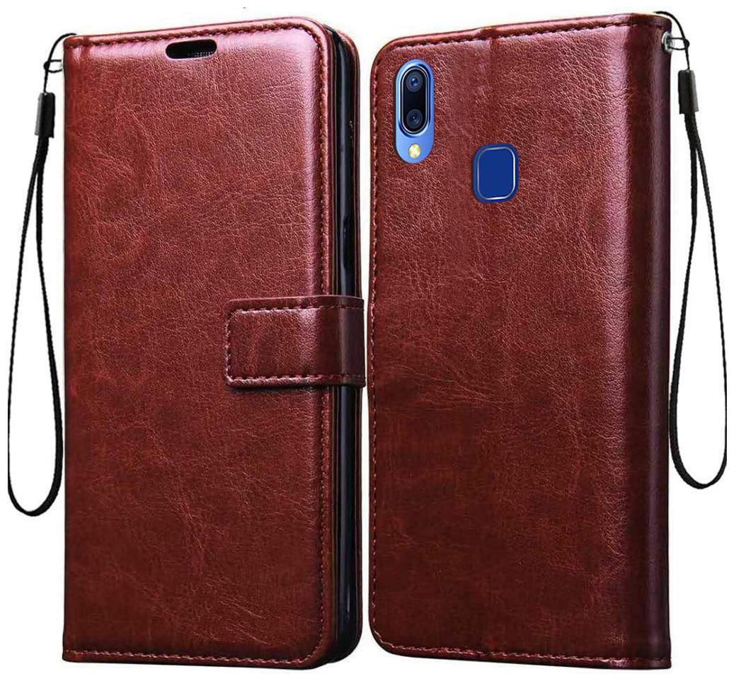 

Emble Leather Flip Cover For Vivo Y91 ( Brown )