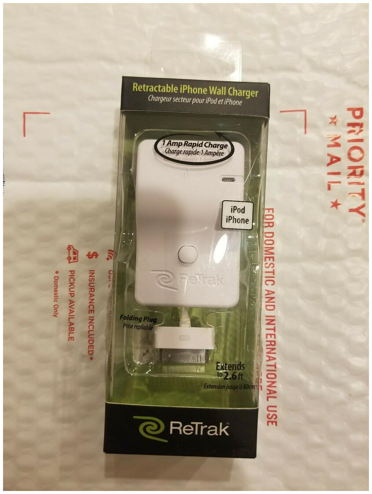 

Emerge ETIPODWALLW Retractable Cell Phone Wall Charger - iPod iPhone Compatible