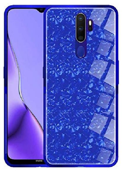 

EXOTIC FLOURISH Glass Back Cover For Oppo A5 2020 ( Blue )