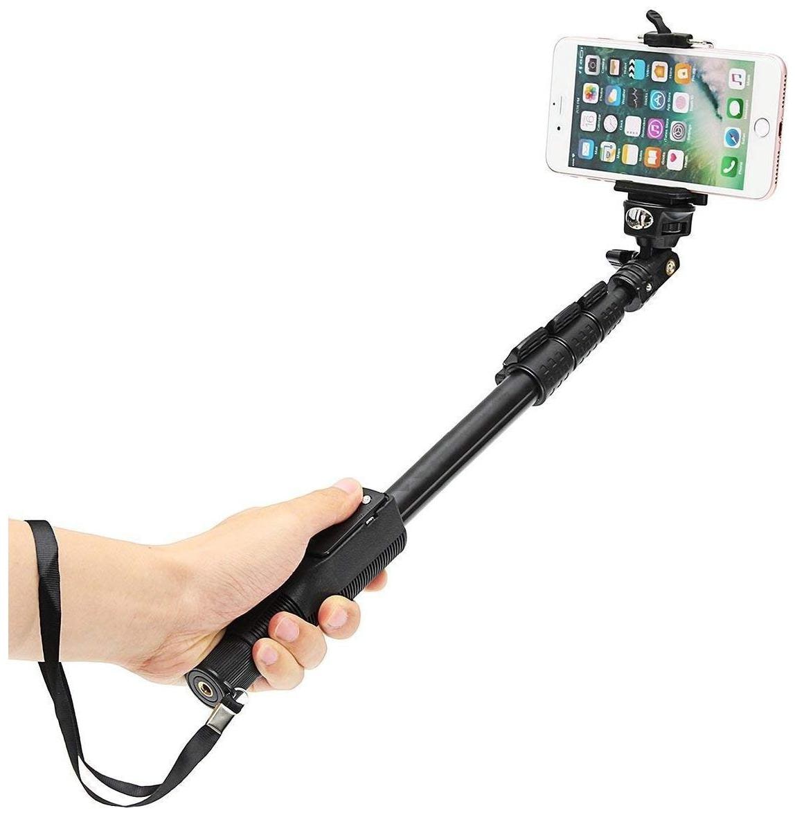 

Extendable Selfie Stick Tripod Monopod Stand with Bluetooth Remote Clicker for Smart Phones Action Cameras BY TSV