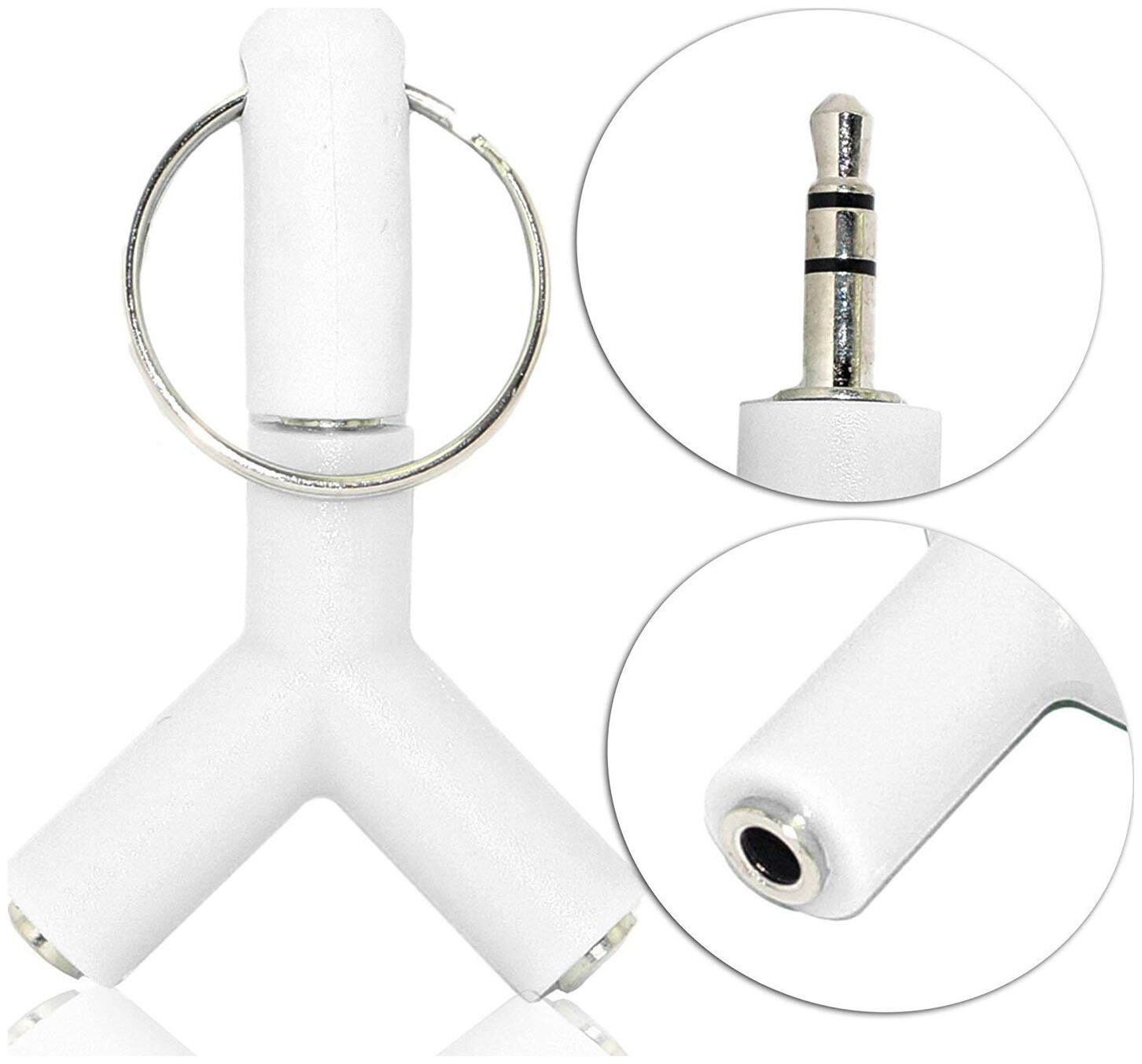 

FEDUS Y Shape 3 5mm Male To 2 Female EP Stereo Audio Headphone Earphone Splitter Adapter(WHITE)