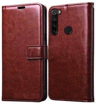 Buy Flip Cover For Xiaomi Redmi Note 8 Executive Brown Leather Finish Foldable Stand Case Wallet Card Slots Online At Low Prices In India Paytmmall Com