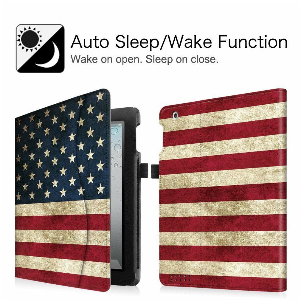 

For iPad 4 A1458 or A1459 Folio Case Multi-Angle Viewing Stand Cover w Pocket