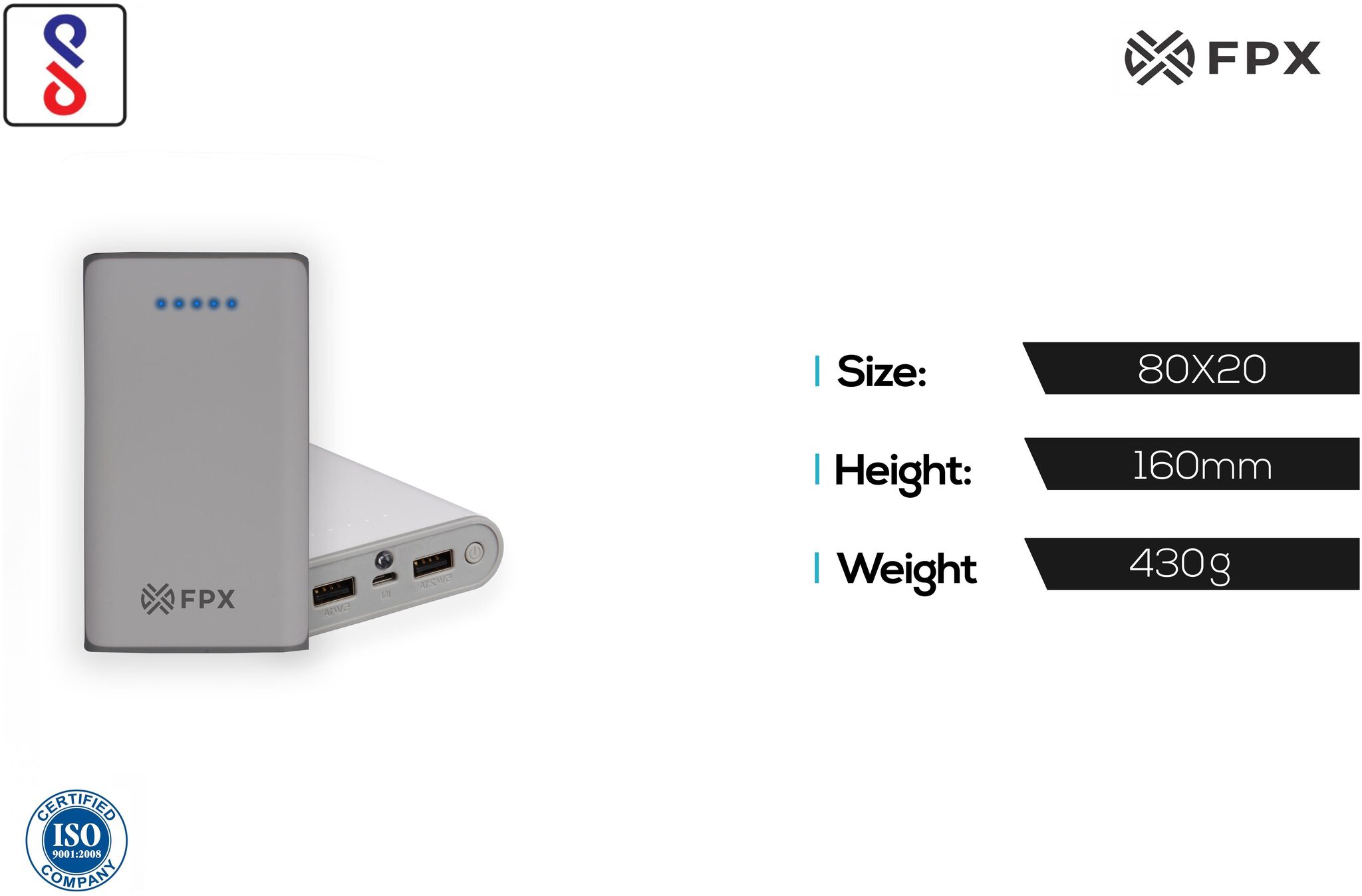 FoxProx FX 6K 8 6000 mAh Power Bank White