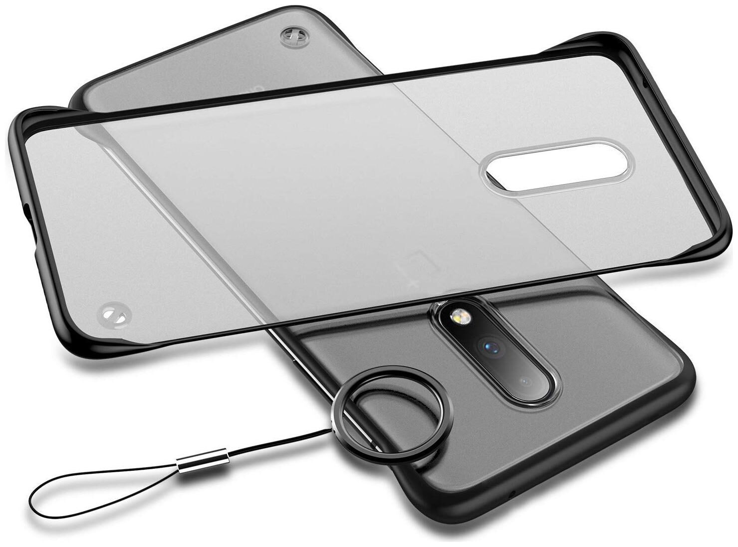 

Frameless Luxury TPU PC Matte Transparent Backe Case Cover for Vivo Y12 Black