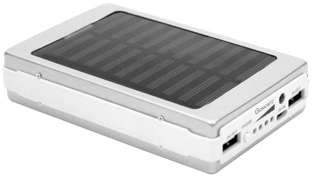 

Gizmobitz GB SolarLED Silver 10000 mAh Portable Fast Charging Power Bank - Silver