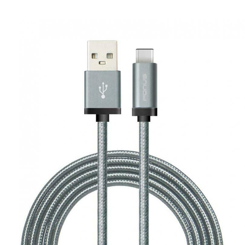 

GRAY BRAIDED 6FT LONG TYPE-C CABLE RAPID CHARGE USB WIRE C5I for SMARTPHONES
